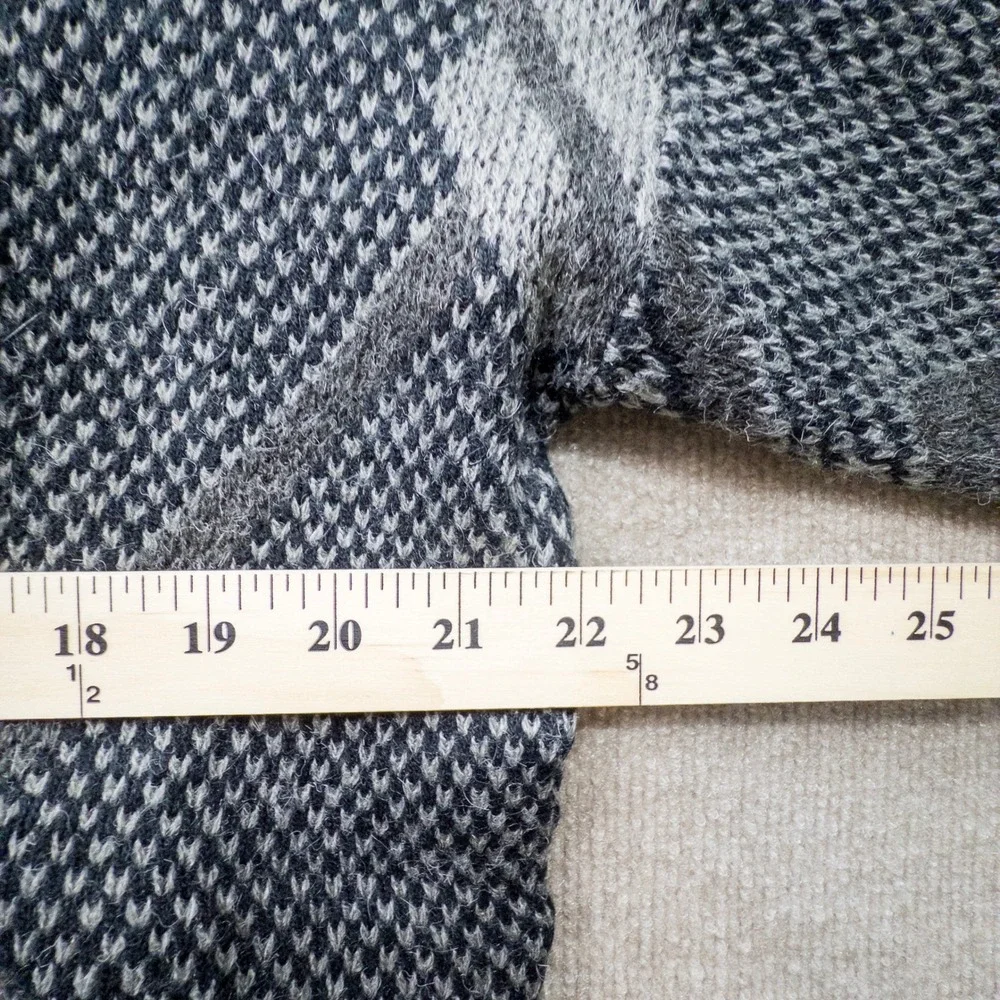 Vintage City Streets Mens Large Geometric Knit Cardigan Sweater Gray Black Korea
